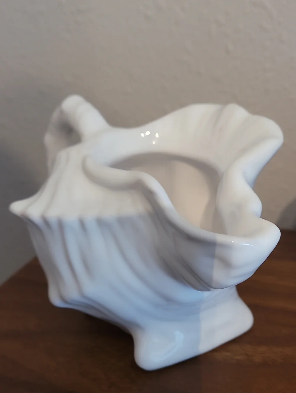 Olfaire White Ceramic Conch Shell Creamer & Sugar Set Coastal Nautical Portugal